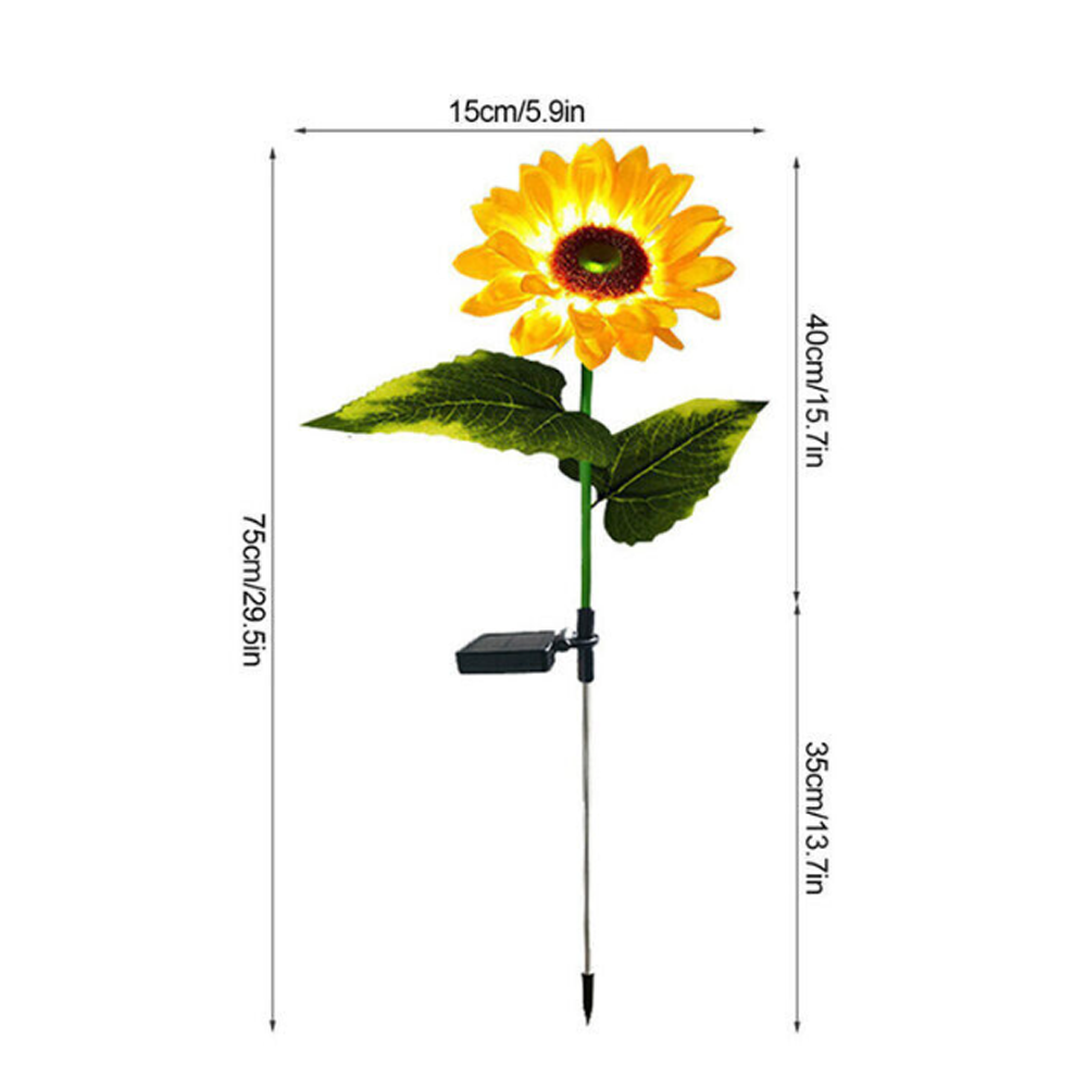 Waterproof LED Solar Sunflower Lights Garden Lamp Landscape