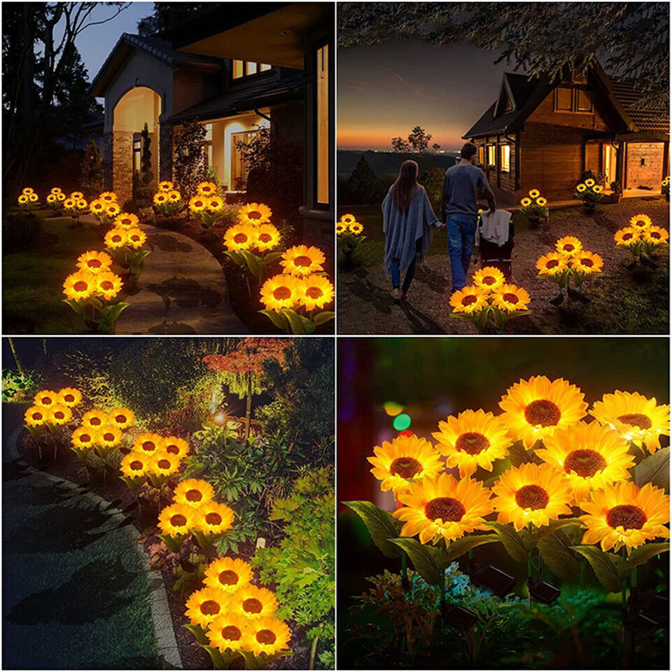 Waterproof LED Solar Sunflower Lights Garden Lamp Landscape