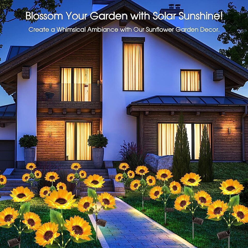 IP65 Waterproof LED Solar Sunflower Lights for Garden, 600mAh Battery