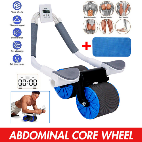 Automatic Rebound Ab Roller with Elbow Support, Noise-Free, Foam Grips