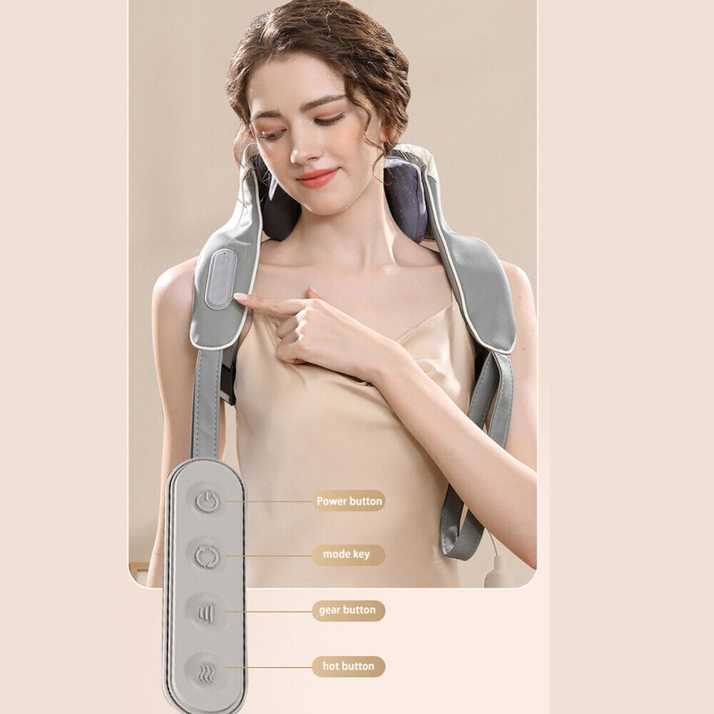 5D Heated Neck and Shoulder Massager, Low Noise, USB, Brown