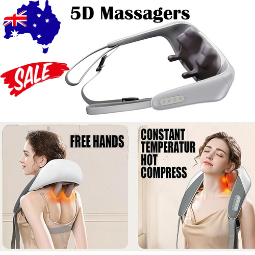 5D Large Head Heated Neck and Shoulder Massager, Low Noise