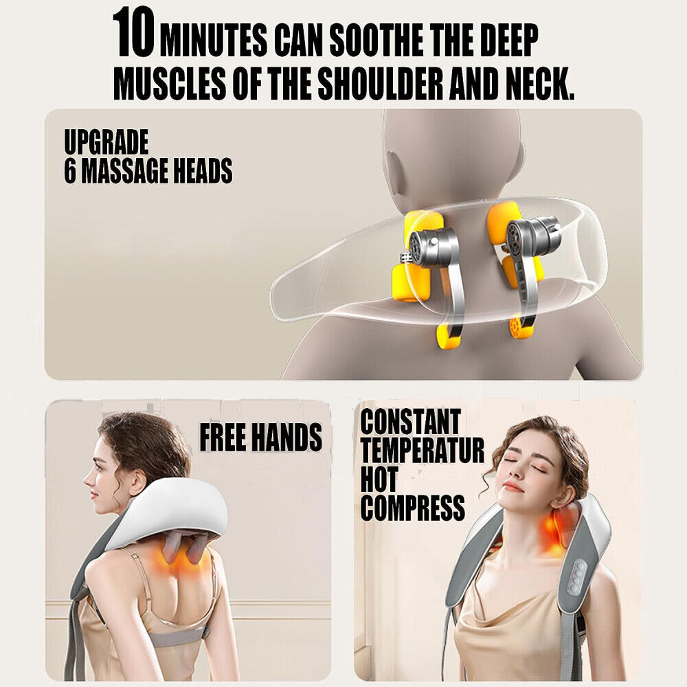 5D Large Head Heated Neck and Shoulder Massager, Low Noise