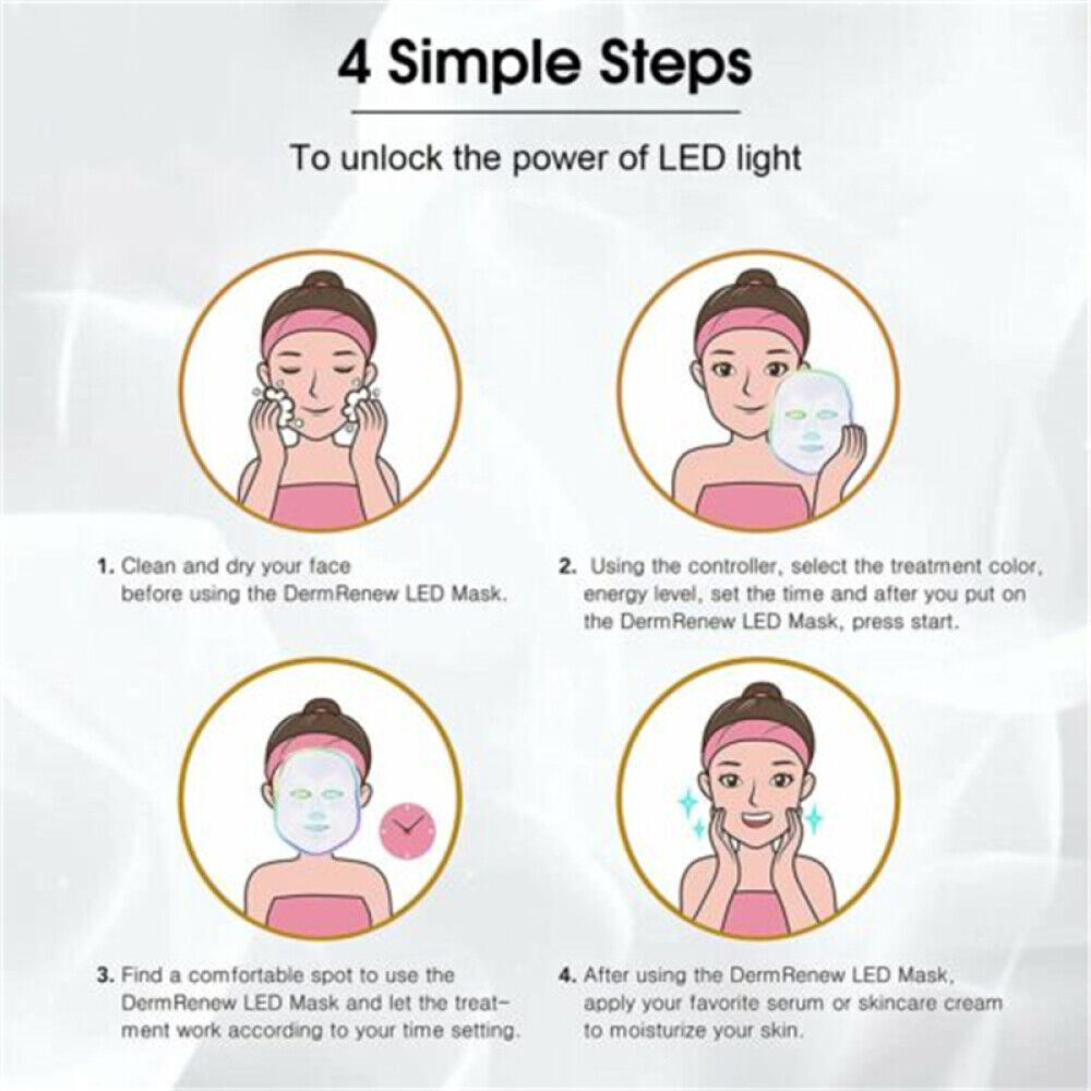 7-Color LED Face & Neck Mask, Anti-Wrinkle, ABS, 4 Modes