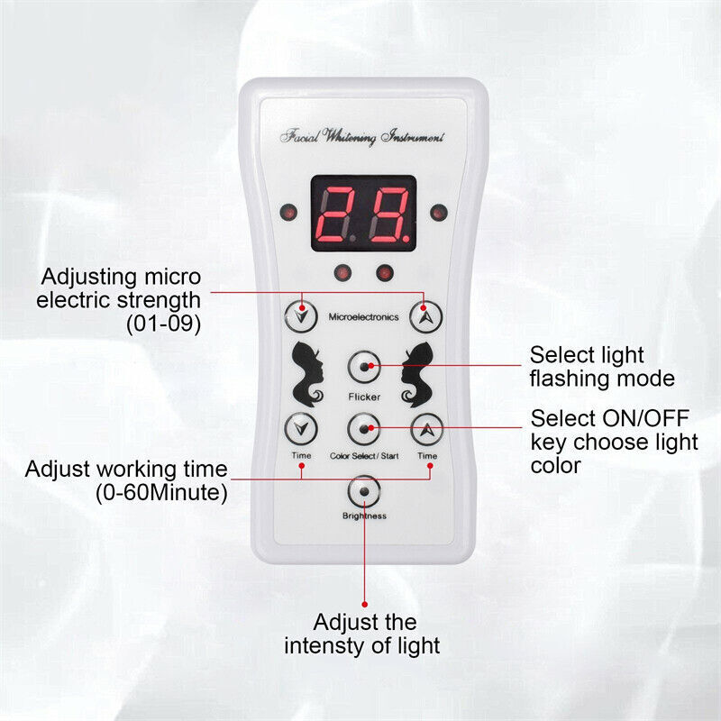 7-Color LED Face & Neck Mask, Anti-Wrinkle, ABS, 4 Modes