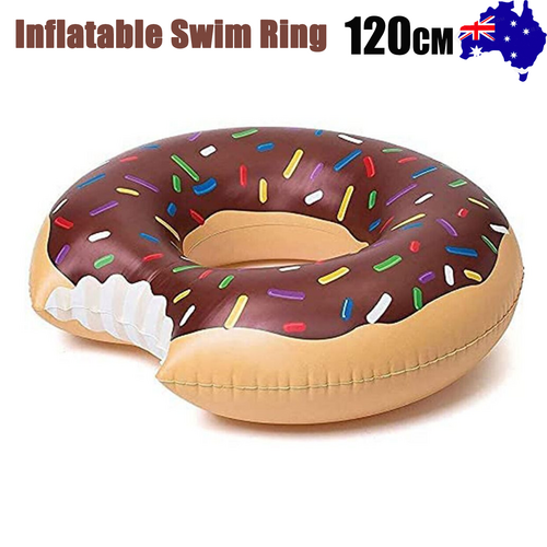 Coffee Inflatable Giant Donut Raft Swim Ring Float Swimming Pool Beach Lounge Pink Coff 120CM