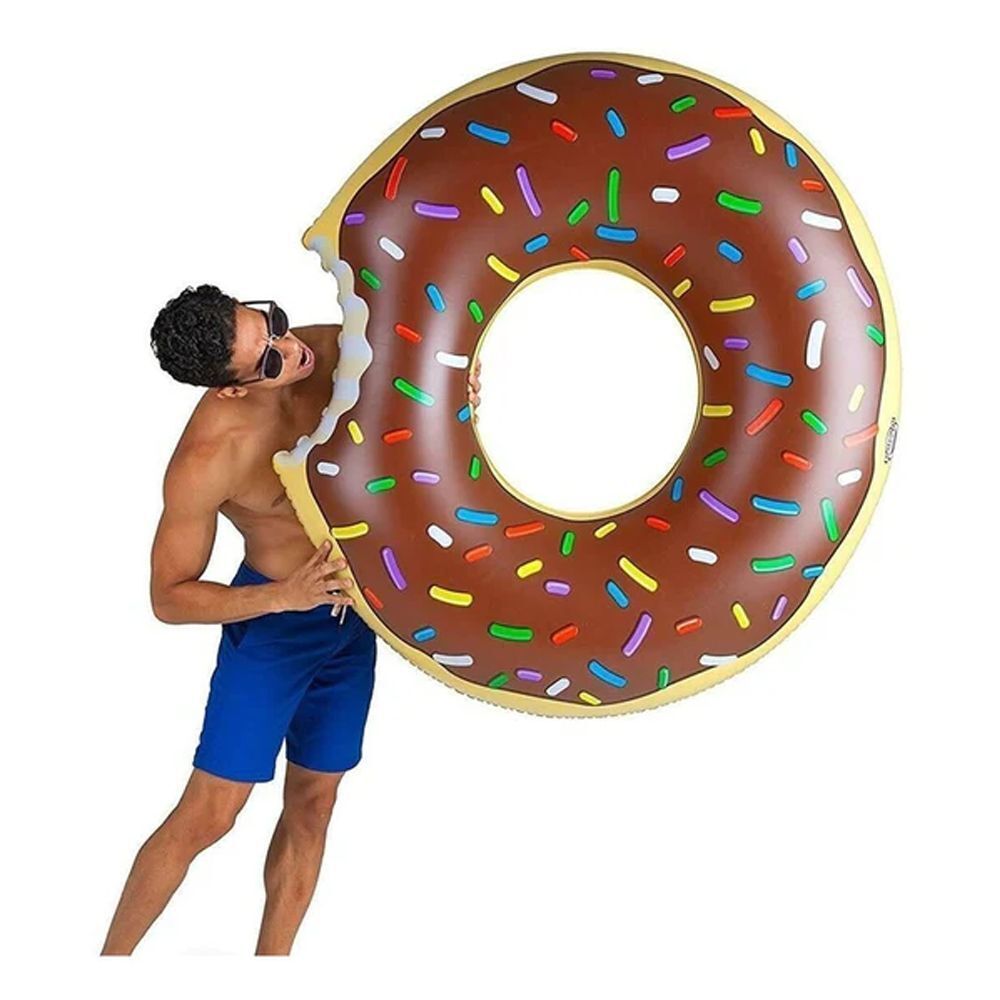 Coffee Inflatable Giant Donut Raft Swim Ring Float Swimming Pool Beach Lounge Pink Coff 80CM