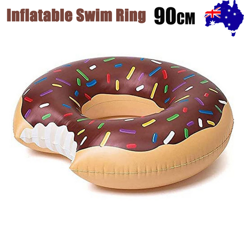 Coffee Inflatable Giant Donut Raft Swim Ring Float Swimming Pool Beach Lounge Pink Coff 90CM