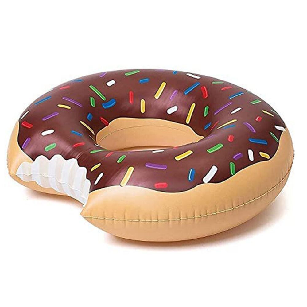 2pcs Coffee Inflatable Giant Donut Raft Swim Ring Float Swimming Pool Beach Lounge Pink Coff 90CM