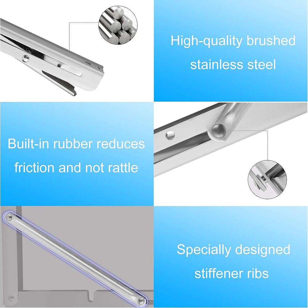 8"Stainless Steel Folding Table Bracket Shelf Bench 200kg Load Heavy Duty