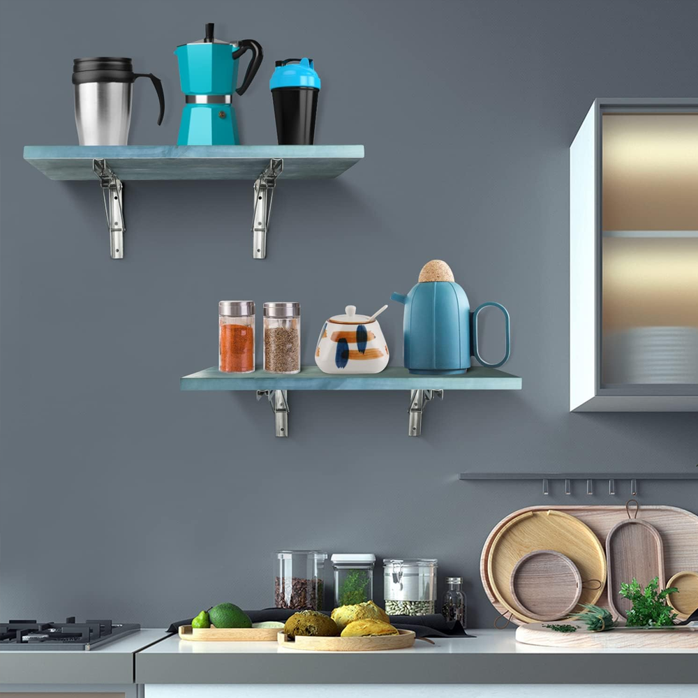 14"Stainless Steel Folding Table Bracket Shelf Bench 200kg Load Heavy Duty