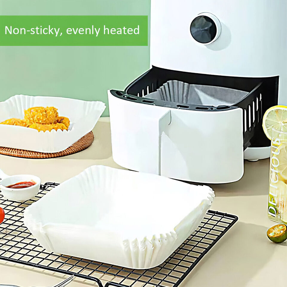 Non-Stick Square Air Fryer Paper Liners, 50PCS, Heatproof