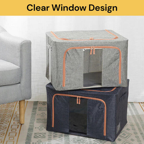 Foldable 24L Linen Storage Box with Steel Frame