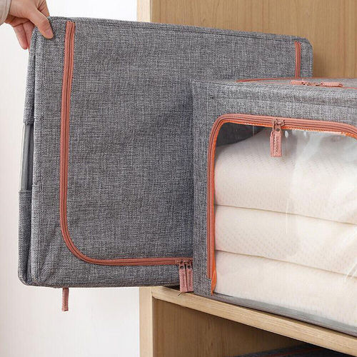 60L Foldable Linen Cloth Storage Box with Steel Frame