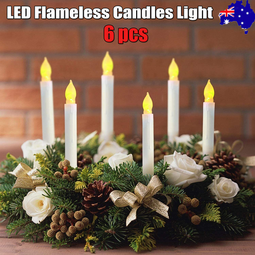 6XLED Flameless Candles Light Taper wih Battery Operated Party Wedding