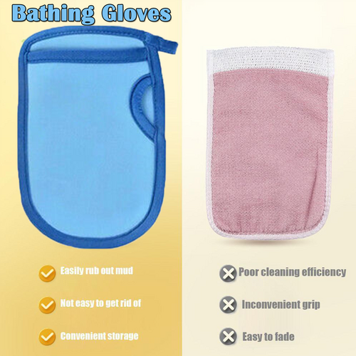 Double-Sided Soft Exfoliating Bath Mitt, PVA Sponge, Blue, 1PC