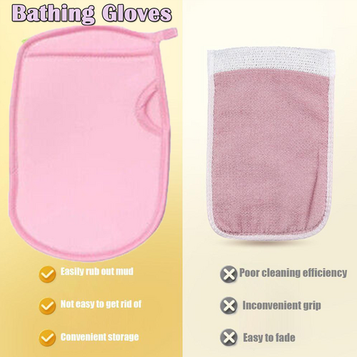 Pink Double-Sided Exfoliating Bath Mitt, Super Soft, PVA Sponge