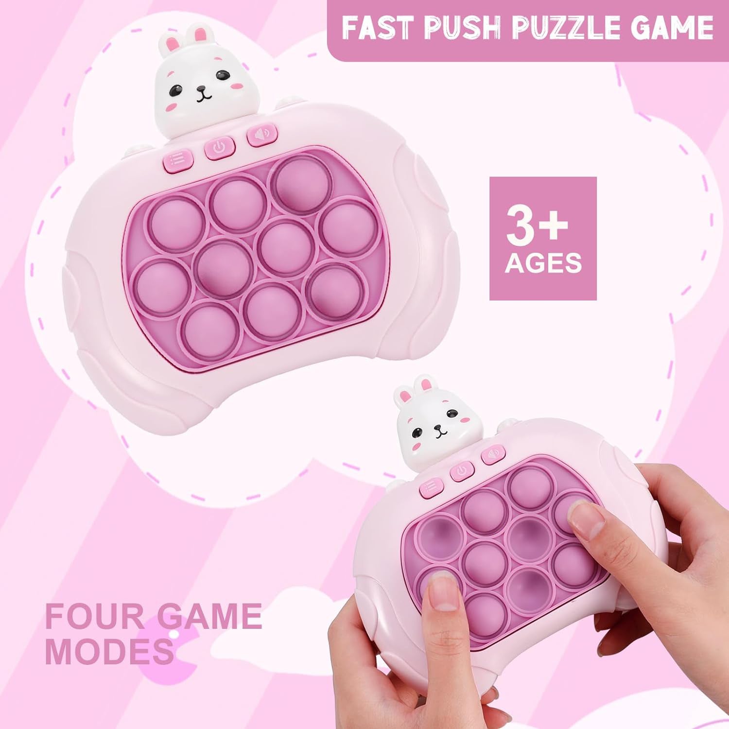 4-Mode Light & Sound Whack-a-Mole Game - Pink