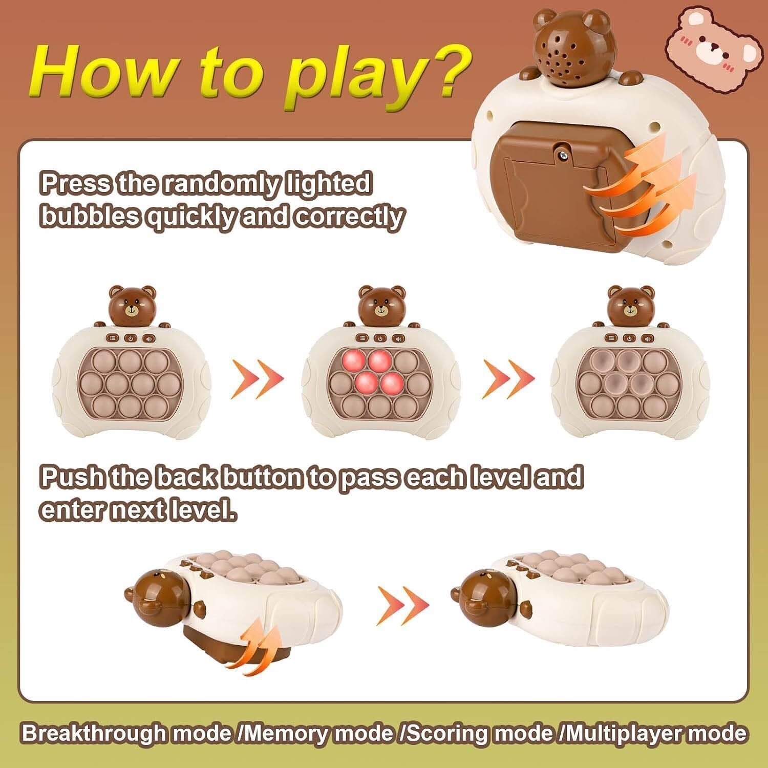 4-Mode Whack A Mole Game with Sound & Light, 1 Pc