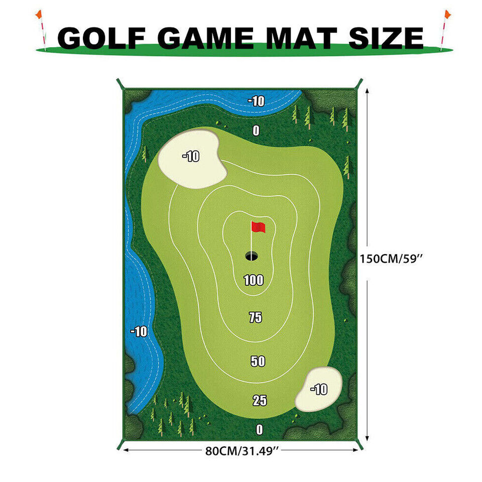 Durable Indoor Golf Mat Game Set with 20 Balls, Chipping Cage