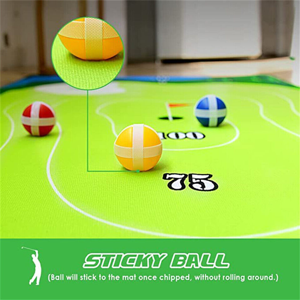 Durable Indoor Golf Mat Game Set with 20 Balls, Chipping Cage