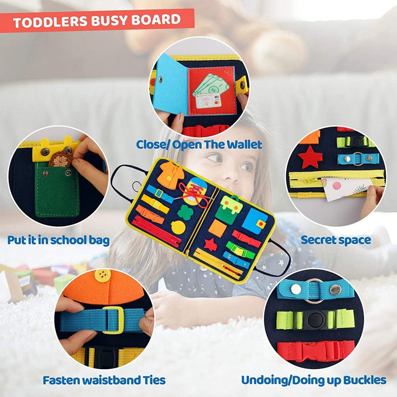 Colorful Montessori Sensory Busy Board Toy for Toddlers 1-4 Years