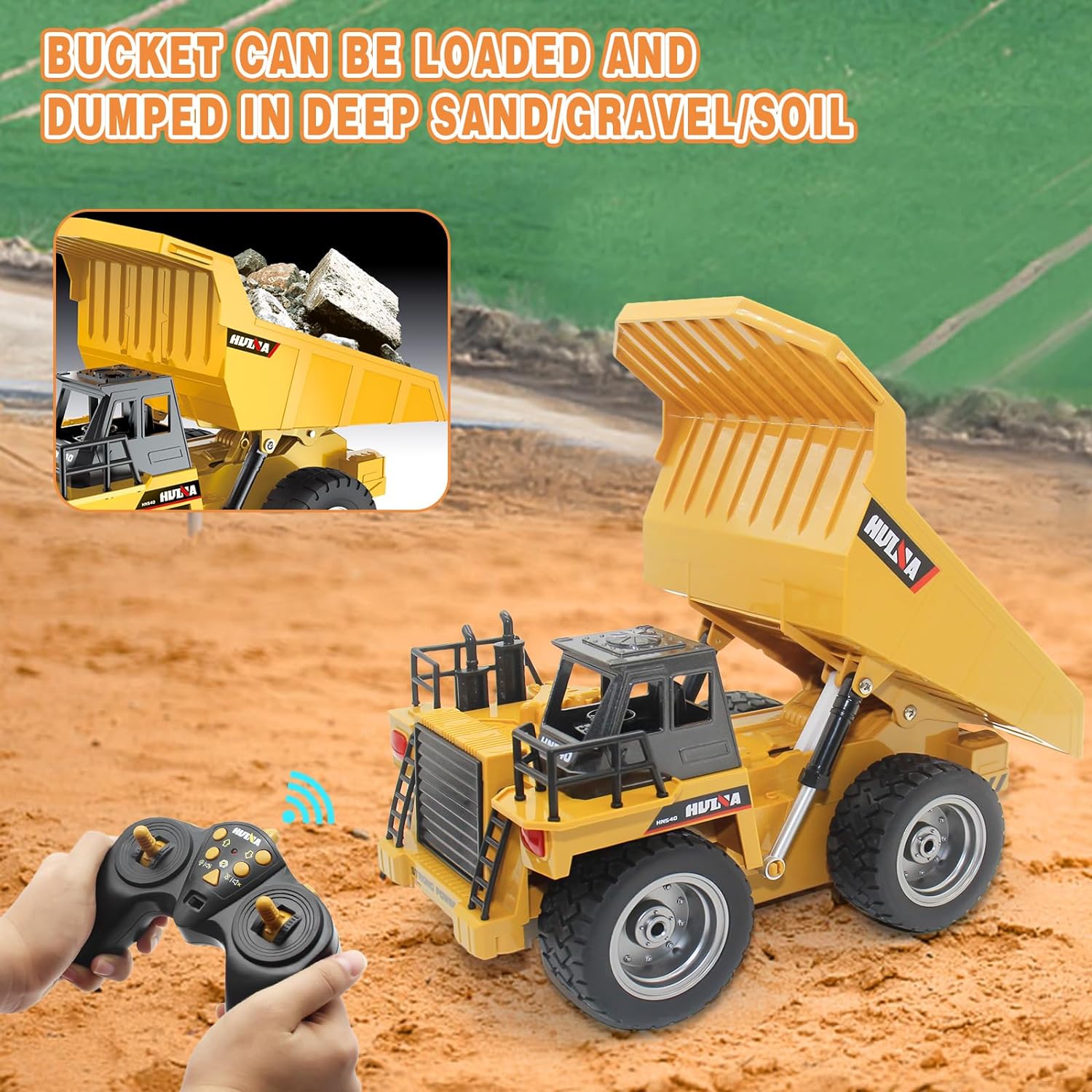 1:24 Alloy Remote Control Excavator Truck, 6-Ch 2.4GHz RC Toy