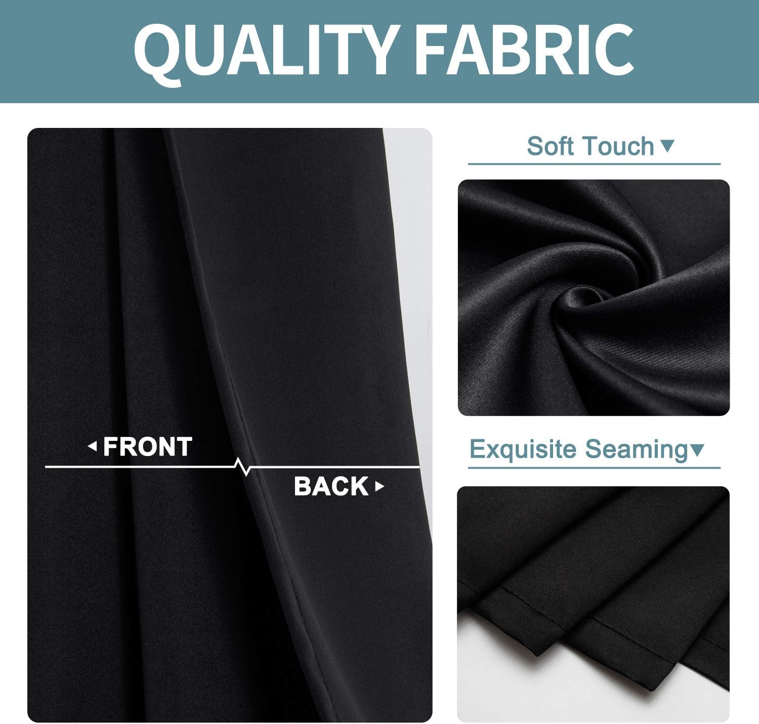 2X Blockout Curtains 100% Blackout Window Curtain Draperies Pair Eyelet 3 Layers 132CM W x 114CM D