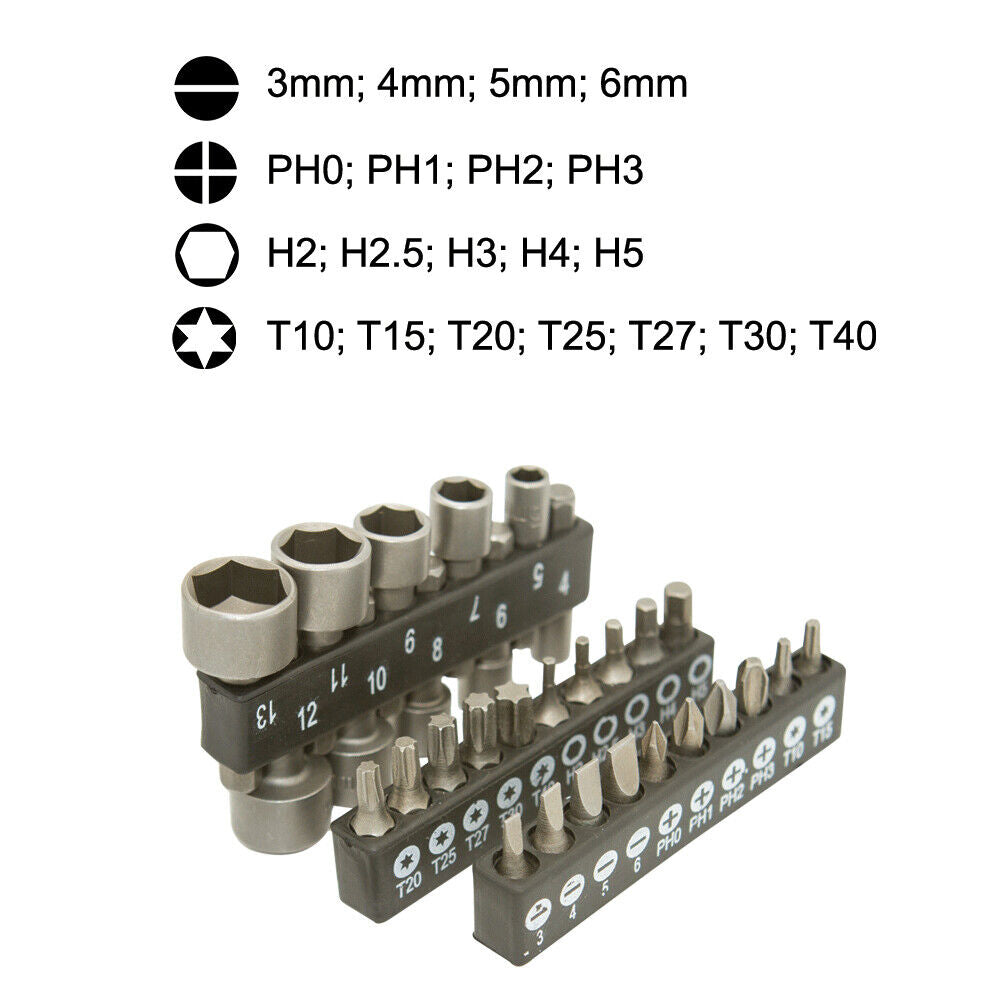 31Pc Ratchet Screwdriver Set with Flexible Shaft & Storage