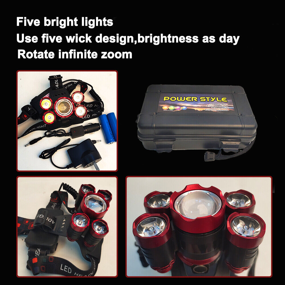 350000LM LED Rechargeable Headlamp, 4 Modes, IPX4