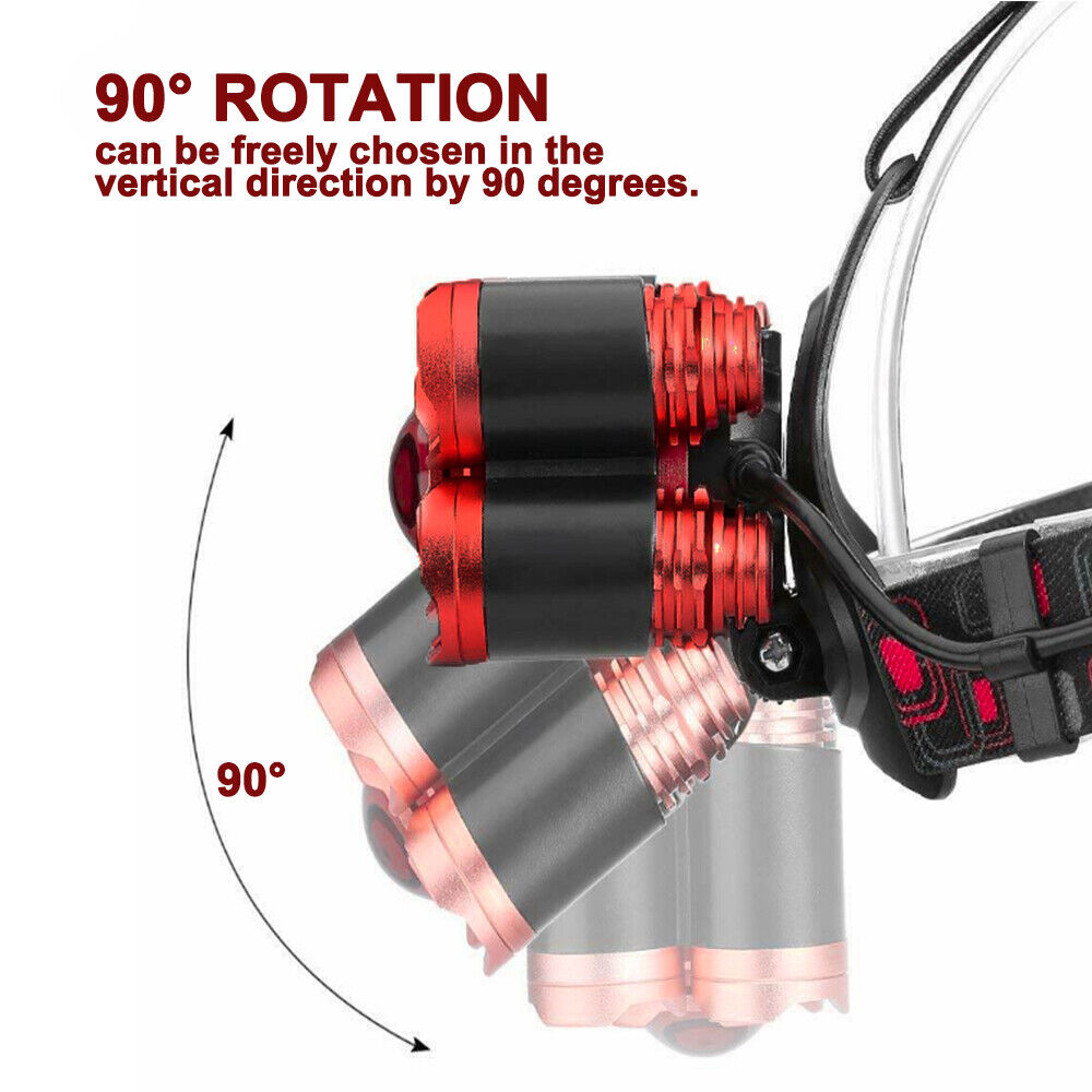 350000LM LED Rechargeable Headlamp, 4 Modes, IPX4