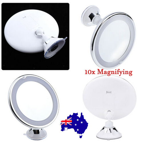 10x Magnifying LED Makeup Bathroom Mirror with 360° Suction