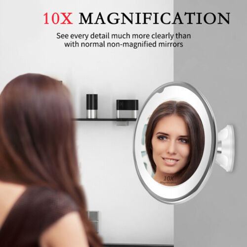 10x Magnifying LED Makeup Bathroom Mirror with 360° Suction