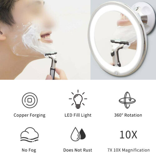 10x Magnifying LED Makeup Bathroom Mirror with 360° Suction