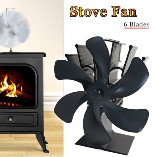 Large 6-Blade Heat Powered Stove Fan, Silent & Durable