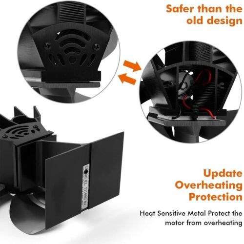 Large 6-Blade Heat Powered Stove Fan, Silent & Durable