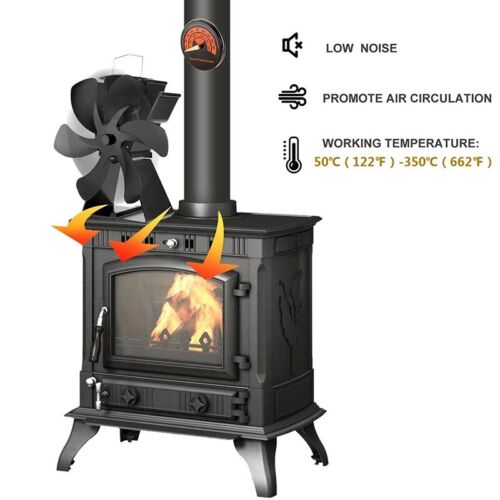 Large 6-Blade Heat Powered Stove Fan, Silent & Durable