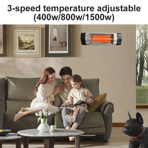 IP34 Wall-Mounted Infrared Electric Heater, 3 Heat Settings with Remote