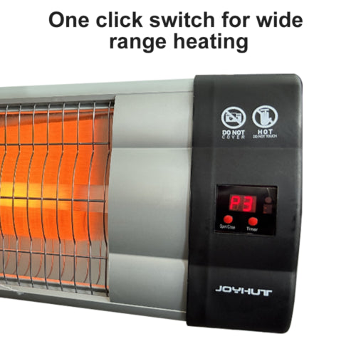 IP34 Wall-Mounted Infrared Electric Heater, 3 Heat Settings with Remote