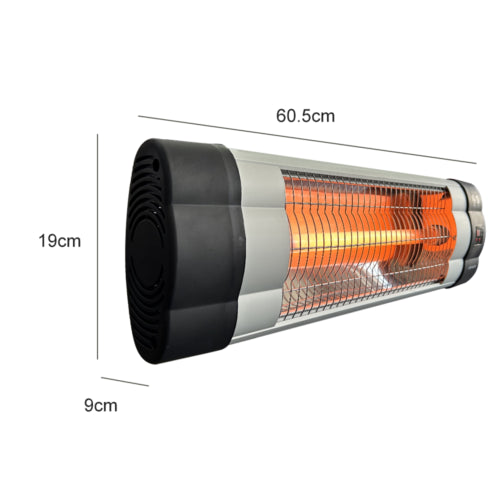 IP34 Wall-Mounted Infrared Electric Heater, 3 Heat Settings with Remote