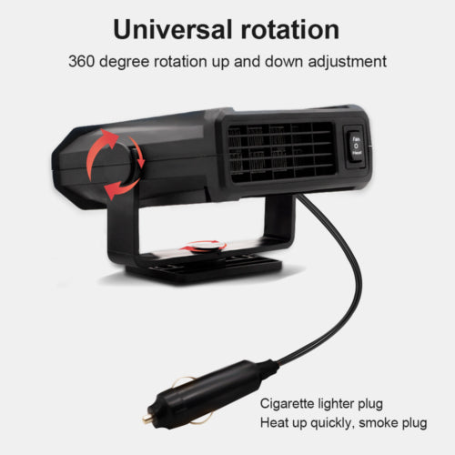 300W 12V Portable Car Heater & Defroster Dual-Speed