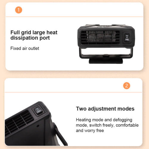 300W 12V Portable Car Heater & Defroster Dual-Speed