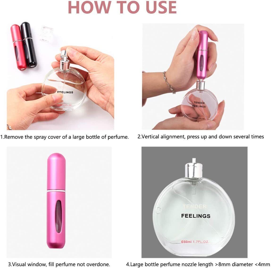 Leakproof Travel Perfume Atomizers - 6pcs, 5ml, Refillable