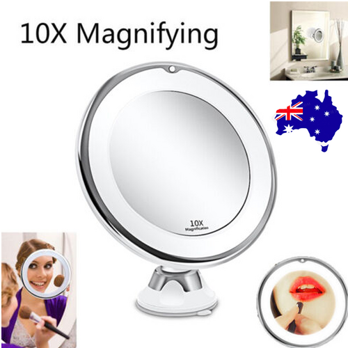 10x Magnifying LED Makeup Mirror with 360° Suction Cup