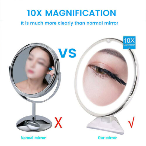 10x Magnifying LED Makeup Mirror with 360° Suction Cup