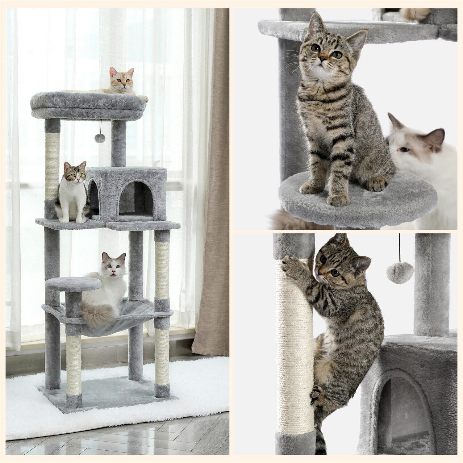 Multi-Level Cat Tree, Condo with Sisal Posts, Hammock, and Perch