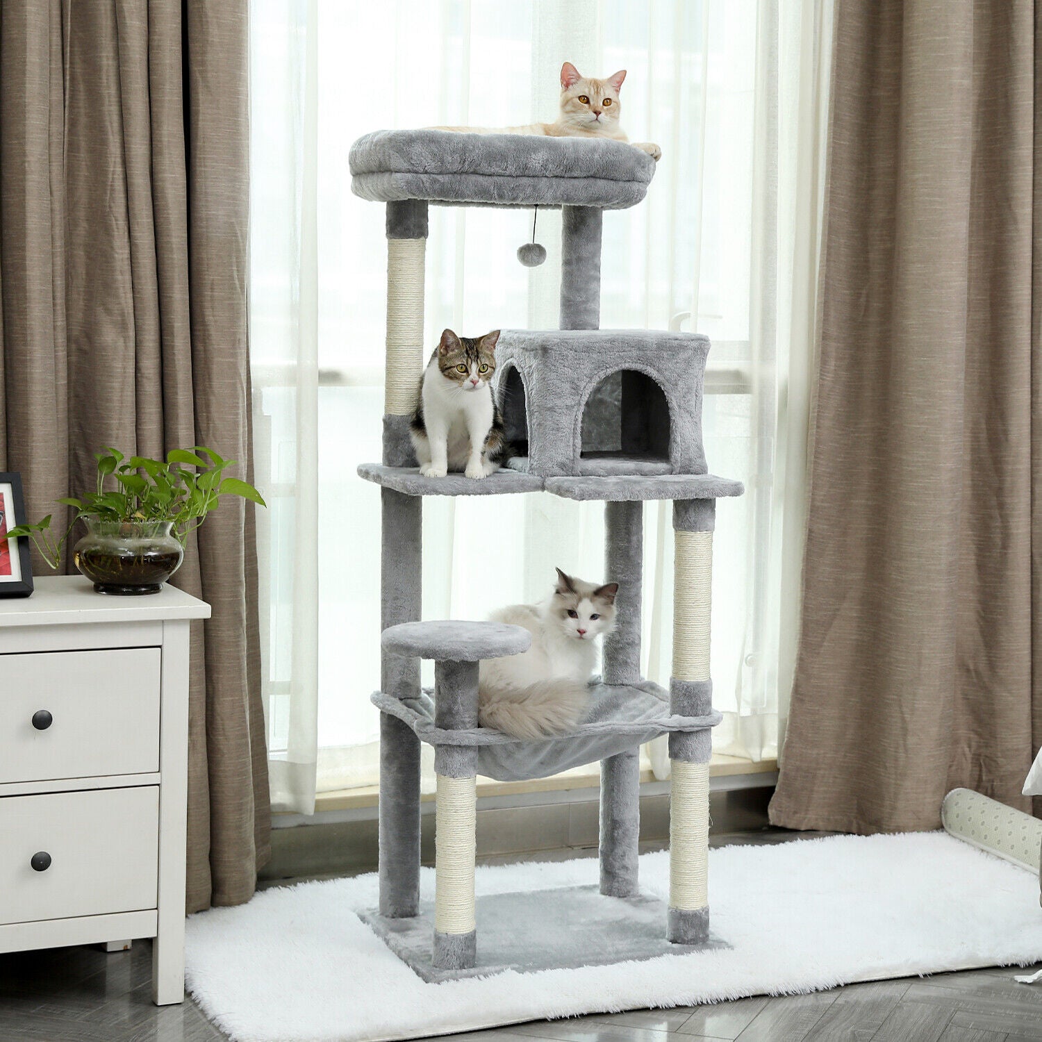 Multi-Level Cat Tree, Condo with Sisal Posts, Hammock, and Perch