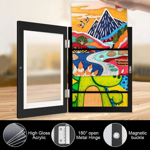 High Capacity Kids Art Frames for 150 Projects, Black