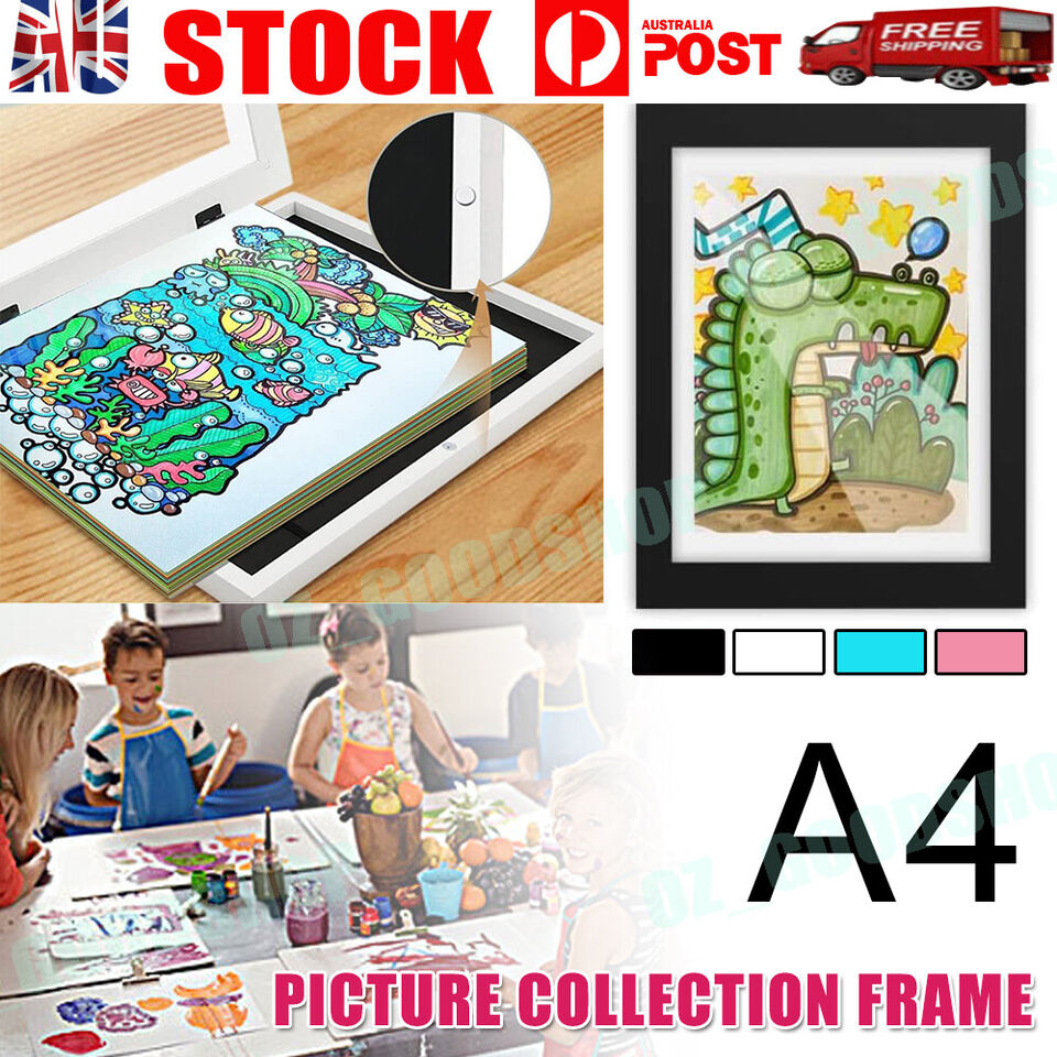 High Capacity Wooden Kids Art Frame, Holds 150 Drawings