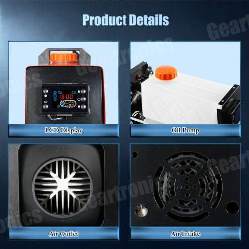 5KW 12V Diesel Air Heater LCD Remote for Car, RV, Indoors